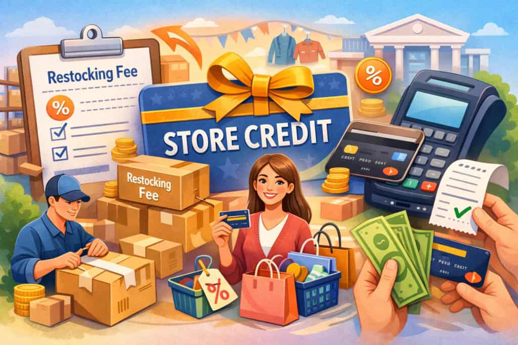 Restocking fees, store credit, and “original payment method” refunds