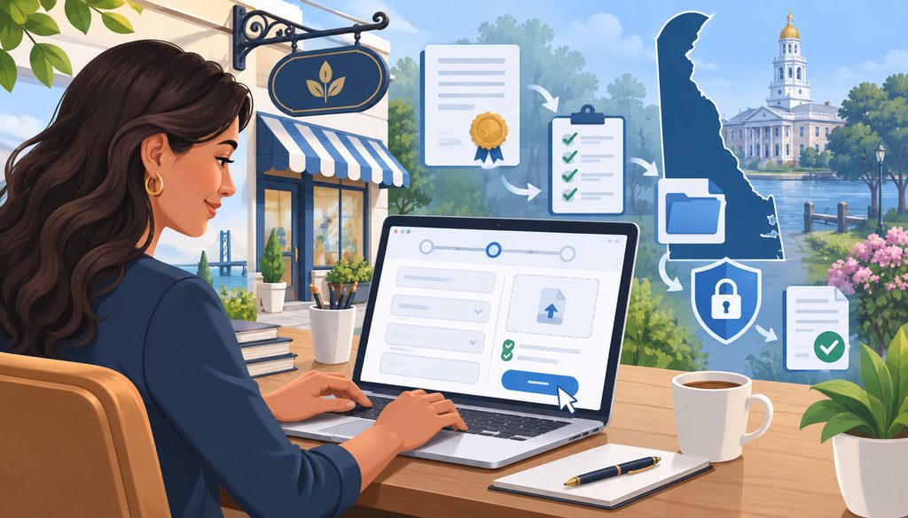 Delaware business owner registering a trade name online